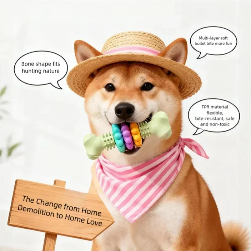 Interactive Training Dog Chew Toy Rubber Bone Molar Stick Teeth Cleaning Wear-resistant Puppy Daily Chewing Supplies