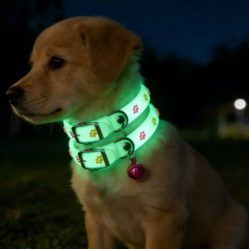 Cute Glowing Cat Collar with Bell, Luminous Night Safety Neck Collar, Anti-lost Pet Neck Ring for Kittens Cats Small Dogs