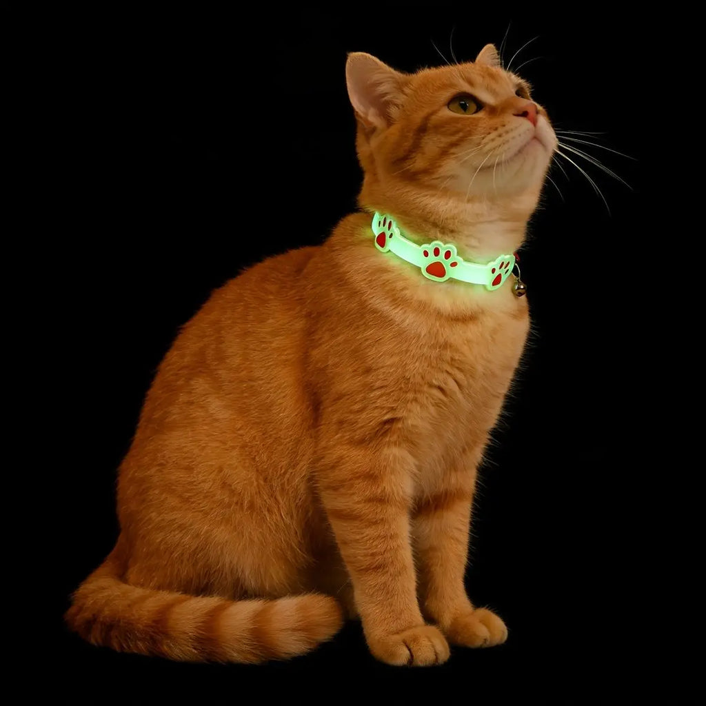 Cute Glowing Cat Collar with Bell, Luminous Night Safety Neck Collar, Anti-lost Pet Neck Ring for Kittens Cats Small Dogs